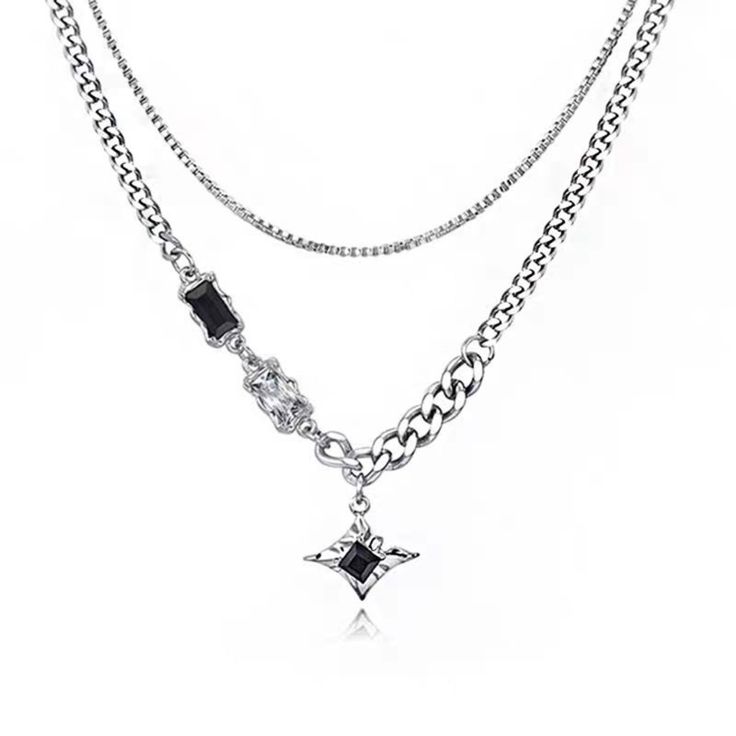 Everydeyz Midnight Edge Multi-Layer Chain Necklace – Silver